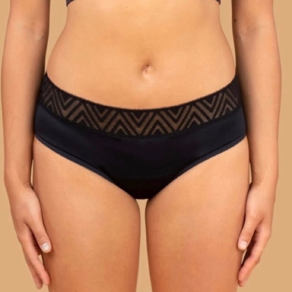 NWT THINX Super Absorbent Hiphugger Underwear - L Black